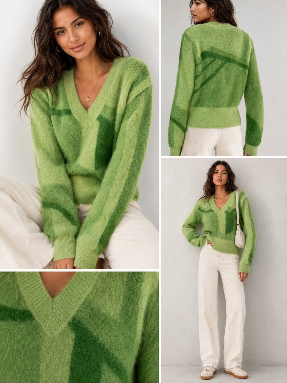 House of Sunny Green Fuzzy Convertible Sweater Vest Removable Sleeves US Size 2